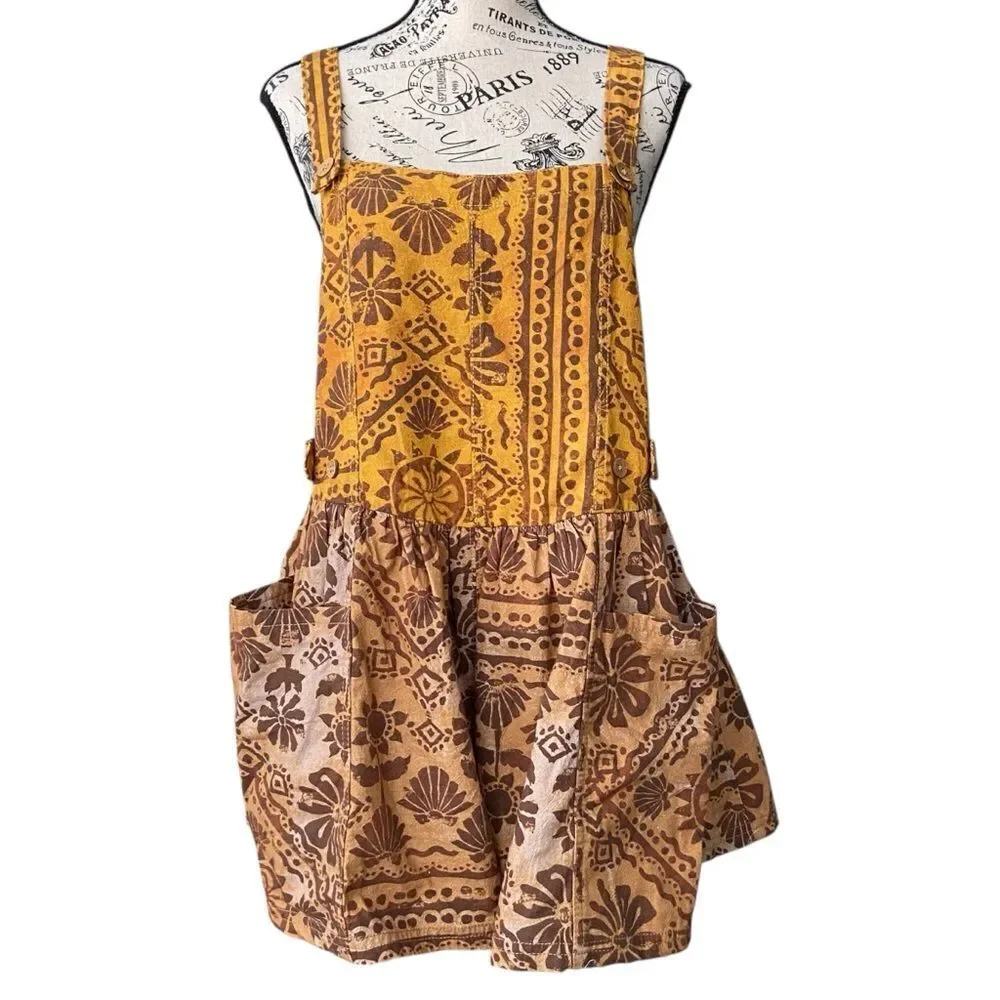 NEW Free People Palm Bay Printed Shortalls Bohemian Vibe Romper in Size Medium - Picture 2 of 16